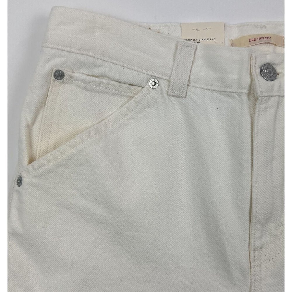 Levis Premium Dad Utility Womens 27x30 White Carpenter Jeans Loose Fit Mid Rise - Picture 5 of 12